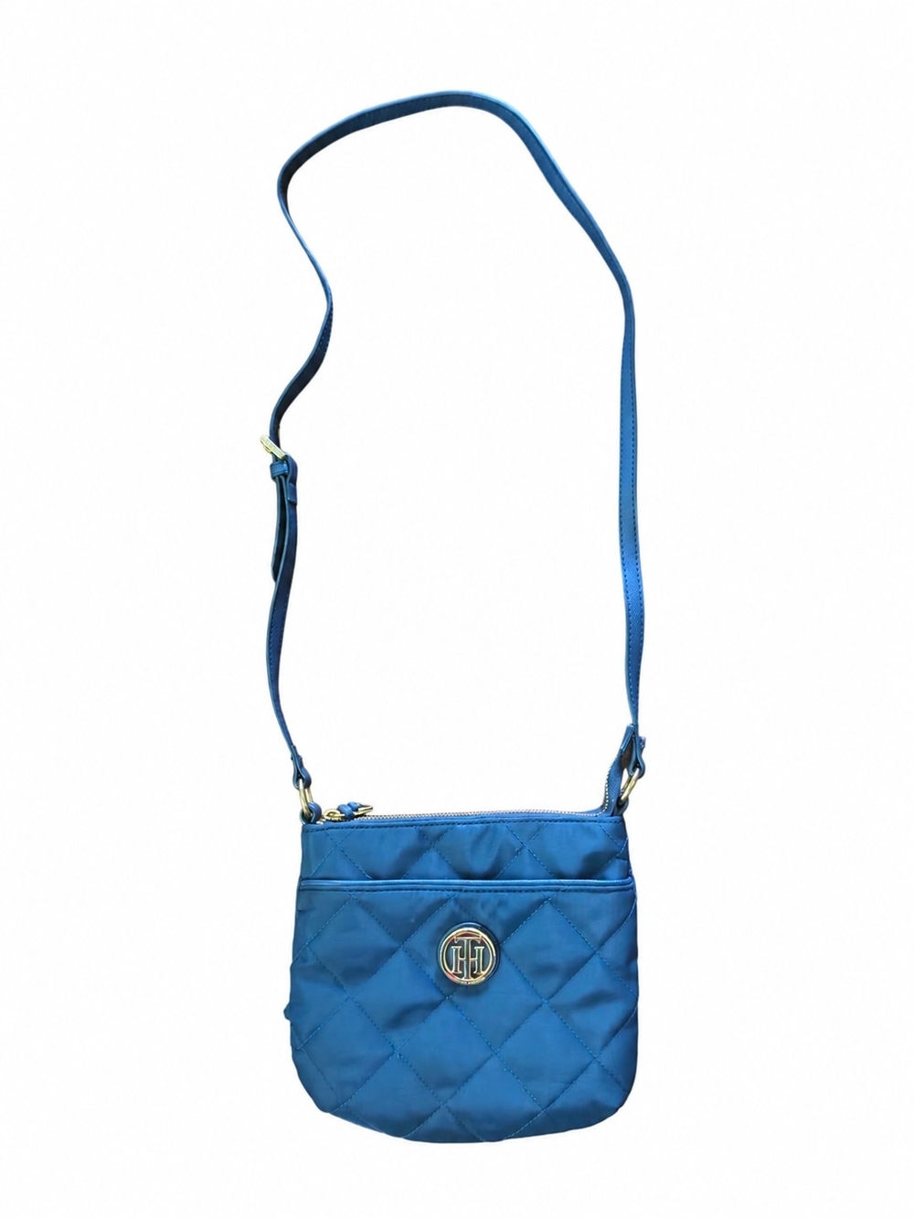 Tommy Hilfiger Quilted Royal Blue Crossbody with Gold Logo